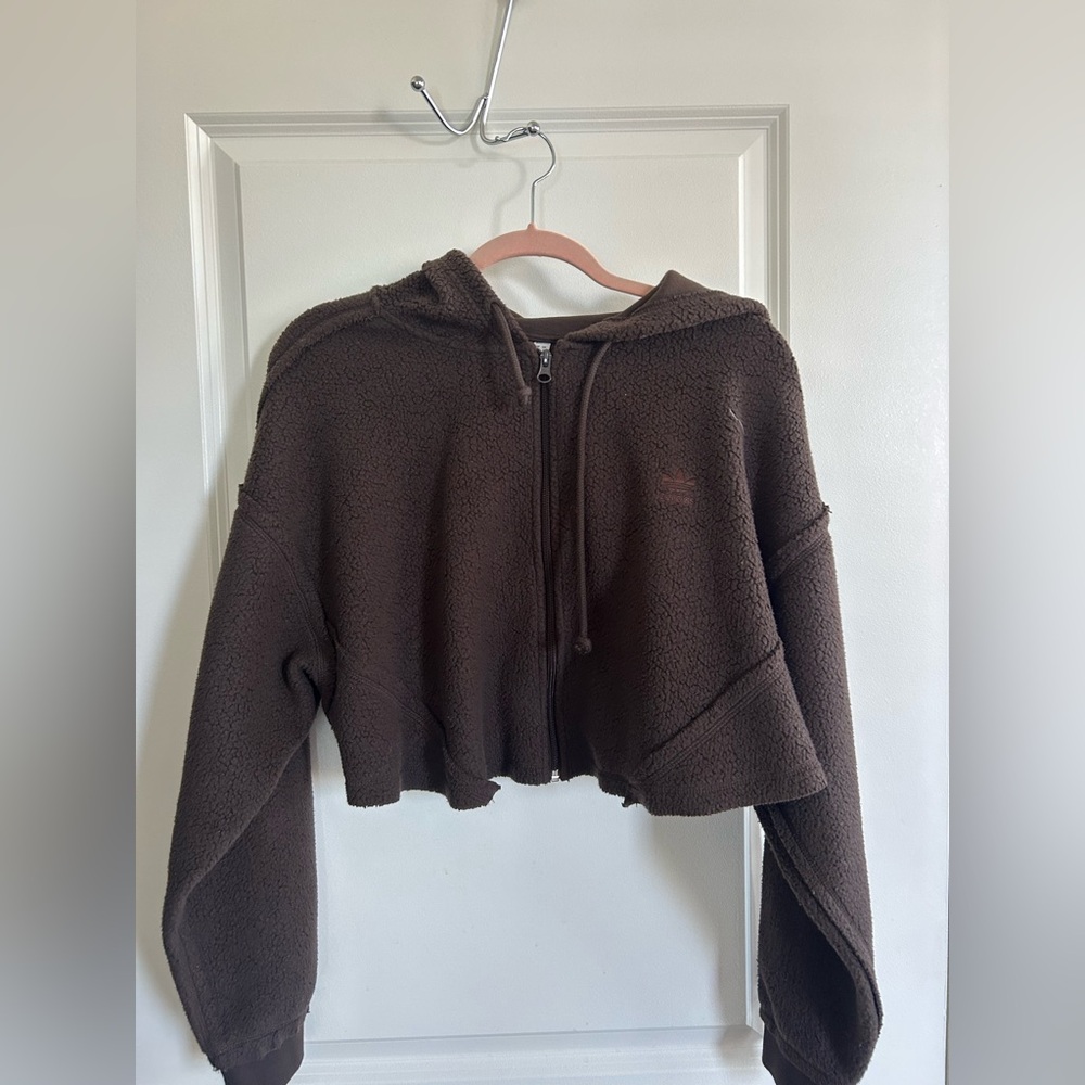 ADIDAS CROPPED ZIP UP HOODIE
